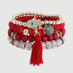 Multilayered Bohemian Beaded Tassel Bracelet